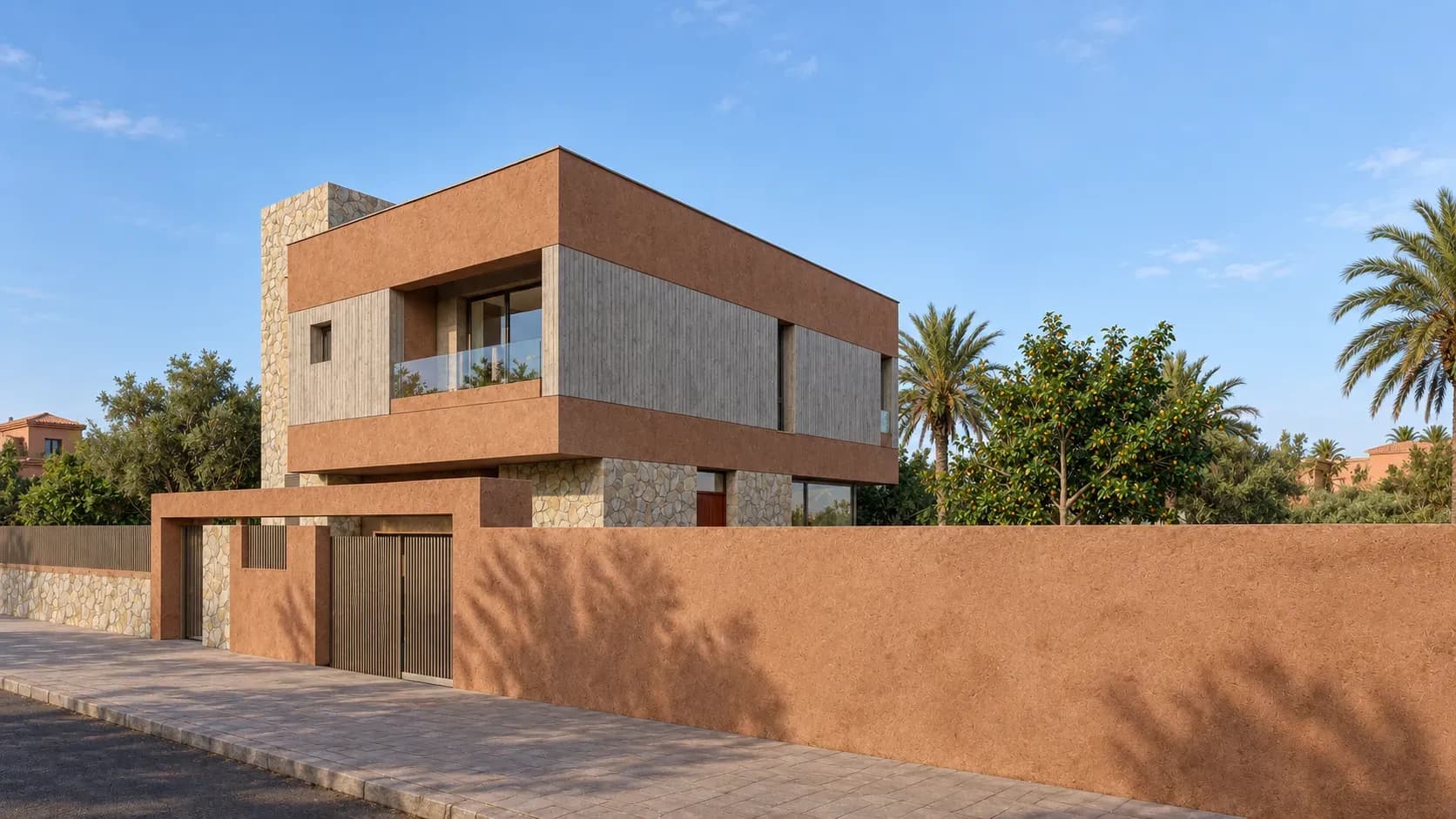Villa A.A, perspective 3D de côté depuis la rue
